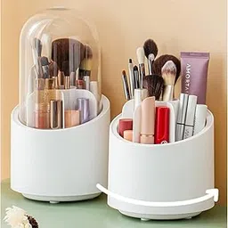 360° Rotating Makeup Organizer, Cosmetic Storage Box with Lid, Multifunctional Desk Brush Holder-picture-26