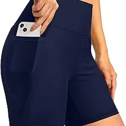 Women's 6" High Waisted Swim Board Shorts Tummy Control Quick Dry Bathing Bottoms for Women with Panty Pockets, Navy, M-image-10