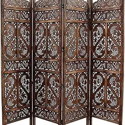 S-Design Wooden Living Room Partition, Wooden Room Divider, for Household, Office, Bedroom, Pooja Room, and Restaurant (6 Feet, 4 Panel) Brown-image-32
