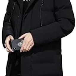 wesoke Men's Mid-Length Jacket Solid Color Polyester Thick Zipper Coat Collar-picture-39
