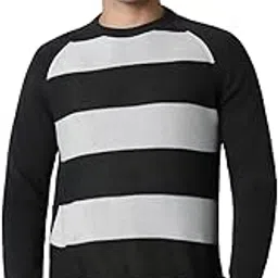 louis philippe Men Grey Stripe Crew Neck Full Sleeves Sweater-picture-29