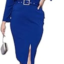 sassafras Women Notch Collar Belted Bodycon Dress-picture-56