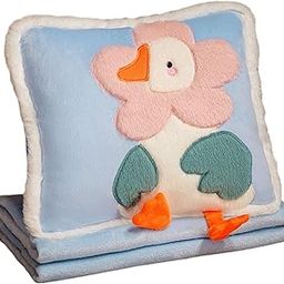 merishopp Travel Blanket Pillow Collapsible Compact for Home Airplane Women Blue-picture-35