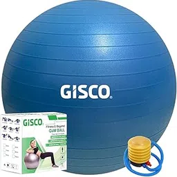 GISCO Anti-Burst Rubber Gym Ball with Free Foot Pump | Round Shape Swiss Ball for Exercise, Workout, Yoga, Pregnancy, Birthing, Balance & Stability (85 cm, Sky Blue)-picture-30