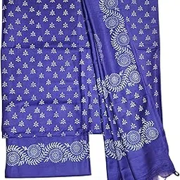 ivikta Women's Unstitched Salwar Suit Dress Material with Dupatta | Batik Print Katan Silk Suit Dress Material image 1