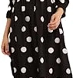 the kosh Printed Midi A-Line Dress for Women | Fit and Flare | 3/4 Sleeve Polka Dot Knee Length Dress | Crepe | Ideal for Outings, Several Occasions-picture-51