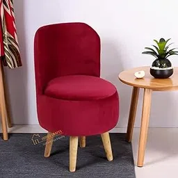 JUMBO CRAFTS Velvet Ottoman Pouffes Sitting Puffy Stool Chair for Living Room Dressing Table Pouf Chair Sofa Type for Office Home Décor - (Red 2)-image-42