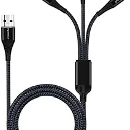 Unbreakable 3-in-1 Charging Cable | USB to Type-C, Micro USB & Lightning | 60W High-Speed Charging | Nylon Braided Multi Charging Cord | Compatible with Oneplus, Android, iPhone & More (Black)-picture-32