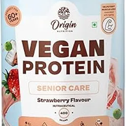 Origin Nutrition Senior Elder Adult Care Plant Protein Powder | For Healthy Ageing | 20 Vitamins & Minerals | 9 Superfoods Ayurvedic Herbs | Easy to Digest | No Preservatives | Strawberry, 400g-image-16