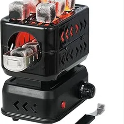 minkah Charcoal Burner 3D 360° Faster Heating Electric Stove Coconut Coal Starter 2 Heating Zones with Stainless Detachable Tongs, 1200W High Power Cube Coil Multipurpose Turbo Burner Fire Starter image 1