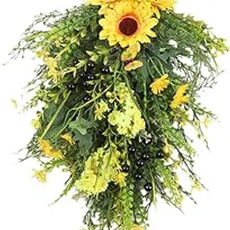 BNF®Artificial Sunflower Hyacinth Floral Swag Front Door Decoration for New Year|Home & Garden |Holiday & Seasonal Décor|Christmas & Winter|Wreaths, Garlands & Plants-picture-21