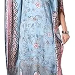 veda Steelblue Gajji Silk Printed Knee Length Kaftan-picture-23