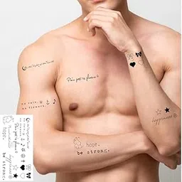 Tatmods Black Letters Tattoo 10 Styles Temporary Body Tattoo Waterproof For Men and Woman-picture-20