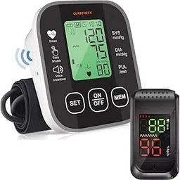 CURECHECK BP Monitor Fully Automatic Blood Pressure Machine With SO911 Black Fingertip Pulse Oximeter | Battery Included-picture-13
