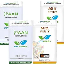 JOYHERBS Herbal Cigarettes 100% Tobacco And Nicotine Free Combo Pack Of Paan Flavour & Mix Fruit Flavour Smoke (40 Sticks) - Made with Ayurvedic Herbs(Tobacco Alternatives) | Non Addictive-picture-33