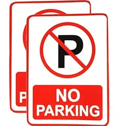 eSplanade No Parking Sign Red & White Sticker Decal - Easy to Mount Weather Resistant Long Lasting Ink (Size -7.5"x5.5")-picture-43