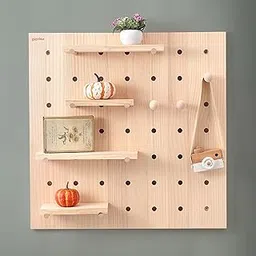 Plantex Multipurpose Pine Wood Pegboard for Home/Wood Display Shelf/Wall Organizer for Bedroom/Kitchen/Bathroom Wall Mount- (24x16 inches)-image-24
