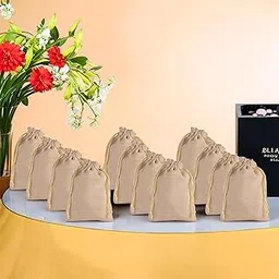 Kuber Industries Potli | Wedding Potli | Drawstring Closure Potli | Wallet Potli | Christmas Gift Potli | Baby Shower Potli | Traditional Shagun Potli | 5x7 Inch | Small | Pack of 12 | Golden-picture-24