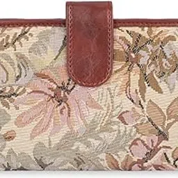 the clownfish Voyage Vault Series Tapestry Fabric & Faux Leather Unisex Dual Passport Wallet Travel Document & Cash Organizer with Multiple Card Holder Slots & Button Flap Closure (Beige)-picture-30