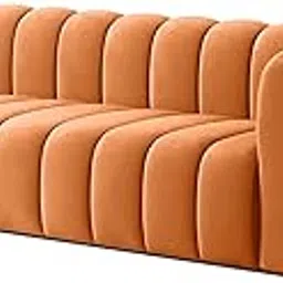 BLACK OAK 78'' Velvet Rolled Arm Sofa 3 Seater Sofa Chesterfield Couch Lounge for Living Room Sofa Set (Orange)-picture-14