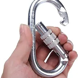 Heavy-Duty Stainless Steel Carabiner Clip – 10MM Oval Spring Snap Hook with Secure Screw Lock for Camping, Hiking, Outdoor Gear, and Utility Use image 1