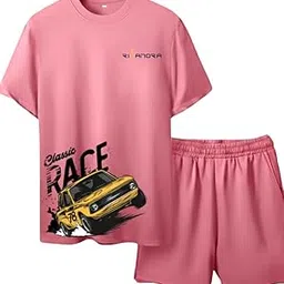 rivanora Men’s Trendy “Classic Race” Printed Co-ord Set | Stylish Summer Outfit | Casual T-Shirt & Shorts Set-picture-29