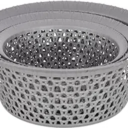Kuber Industries Multiuses 3 Different Sizes Round Plastic Storage Basket/Organizer (Grey) -46KM01-picture-11