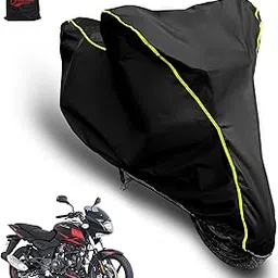 AUTOBIRSA Waterproof Two Wheeler Cover for Bajaj Pulsar 180 Bs6 Bike | UV Proof, Heat Resistant & All Weather Protection | Black & Yellow Piping Color | Durable & Triple Stitched - Custom Fit Cover-image-39