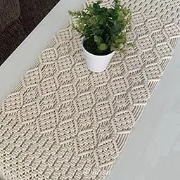 Macrame Table Runner Heat Resistant Dining Table Runner for Dining Table Wedding Party, 14 x 72 inches with Fringes, (Natural Cotton )(Pack of 1)-image-10