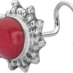 92.5 Sterling Silver Stylish Tribal Boho Precious Stone Nose Pin with wire for Women and Girls.Gift for Bhabhi Mother Wife Sister Birthday Anniversary-image-26