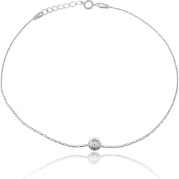 nemichand jewels Pure 925 Silver One Single Ball Simple Chain Anklets Payal For Women & Girls - 1pc-picture-16