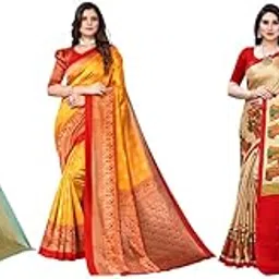 yashika Women's Combo Art Silk Printed Saree With Unstitched Blouse Piece |saree for Women | saree combo | New Sari | Latest Saree_C_90_AIR_LGT_GRN_MINLI_MSTRD_RAJRNI_CHKU-picture-28