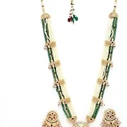 adiva 22K Gold-Plated Ruby and Green Kundan Meenakari Rajwadi Jewellery Set, Traditional Stylish Jewellery Set for Women Party, Wedding, Bridal, Occasion, Festive-picture-12