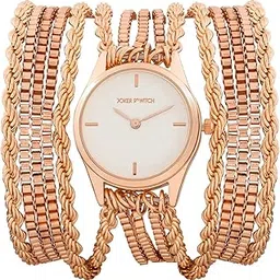 joker & witch Eltina White Dial Rose Gold Triple Metallic Chain Wrap for Women-picture-46