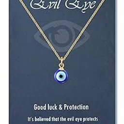 ppjew Evil Eye Necklace Chain Blue Eyes Amulet Pendant Necklace Ojo Turkey Kabbalah Protection Adjustable Delicate Jewelry Gift for Women Girls (Silver/Gold), Metal, Agate-picture-48