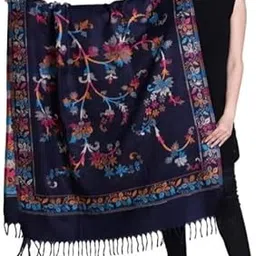 Ss traders kashmiri woollen embellished shawl for women (Navy blue)-picture-13