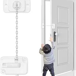 SNOWIE SOFT® Safety Door Chain Lock No Drill Fridge Locks Child Proof Flexible Metal Loop Design Adjustable Chain Lock for Door, Cabinet, Freezer, Drawer, Window Baby Safety Products for Home-picture-15