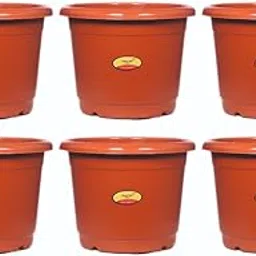 Synergy Plast Plastic Round Shape Flower Pots 6 Pcs, 12 Inch Heavy Duty Plant Containers/Planter/Gamla/Plant Pot for Gardening, Balcony, Terrace, Home Decor Indoor & Outdoor Planting (Teracotta)-picture-54
