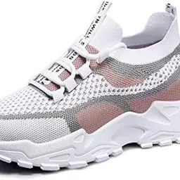 carl vinson Women's Spring Woven Mesh Shoes – Soft Sole, Breathable & Lightweight Casual Footwear| 37 | White Pink-picture-19