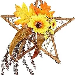 bnf® Fake Sunflower Hanging Wreath + 95cm Rope for Home Decor Pentagram 40x30cm|Home & Garden | Wedding Supplies | Flowers, Petals & Garlands-picture-63