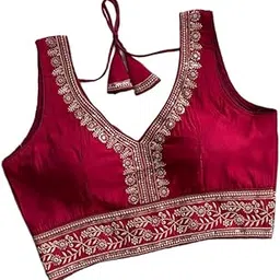 Womens Readymade Blouse Embroidery Golden zari Coding Sequence Thread Work Indian Ethnic Designer Half Sleeve Readymade Trendy Blouse Collection for Women Saree Lehenga Choli|ANU6-image-81