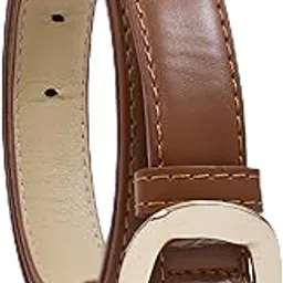 Women's Leather Belt with Gold-Tone Buckle, Classic Black, Dress Belt-image-29