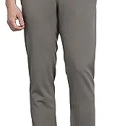 Men Formal Trousers | Slim Fit Flat Front Design with Welt Pockets | Premium Polyester Viscose Elastane Blend for Office & Business Wear-image-48