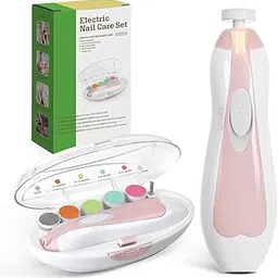 OLAMLY Electric Baby Nail File, Baby Nail Care Set with LED Light, Trim Buffer Kit, Nail Clippers, Baby Nail Clippers for Newborn, Infants, Adults Toenails and Fingernails, 6 Replacement Heads with Storage Case-picture-19