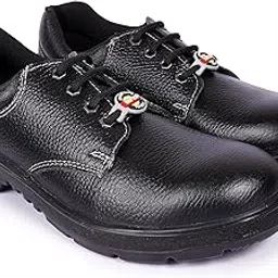 aktion safety Safer Black Leather Safety Shoes for Men |Single Density with Steel Toe, PU Sole | Antislip, Oil & Heat Resistant | Certified to IS 15298:2016 (Part-2) & EN-20345-2011 | AK-SA-201, Size 7-picture-51