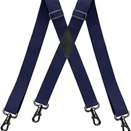 mippo Men's X Shaped 4 Clip Adjustable Suspenders with Elastic Strap-picture-22