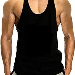 Gym Tank Tops U Neck, Cotton Stringer Singlet for Men-image-34