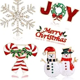 glbcc Christmas Brooch Pins: Marry Christmas Joy Snowflake Snowman Candy Cane Xmas Holiday Party Gifts for Women Girls Kids-picture-30