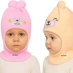 ketkar Baby Boys & Girls Woolen Monkey Cap – Pack of 2 | Soft & Warm Full Coverage Beanie for Head, Ears & Neck | Stretchable Winter Cap for 6 Months to 4 Years-picture-14