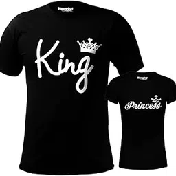 hangout hub Men Girl Cotton Regular Fit King Princess Family Matching Twinning T Shirts-Set of 2-Dad Daughter-picture-17